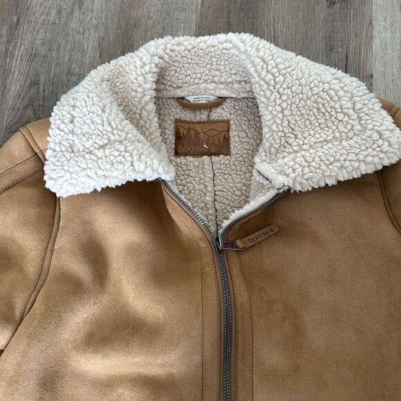 BEARPAW MOTO STYLE SUEDE AND SHEARLING JACKET WOMENS L - Picture 2 of 3